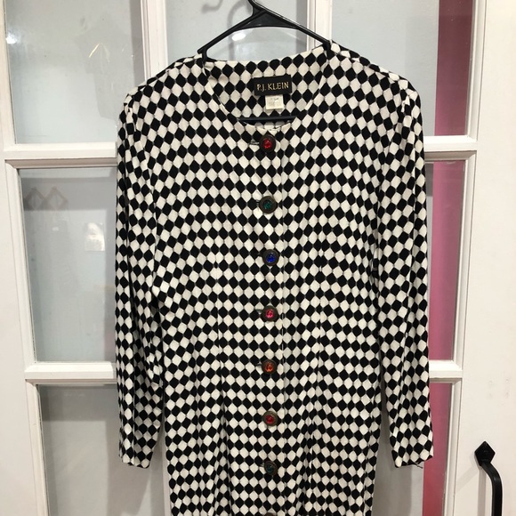 Houndstooths Jeweled Button Dress - Picture 2 of 3